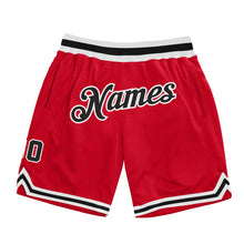 Load image into Gallery viewer, Custom Red Black-White Authentic Throwback Basketball Shorts