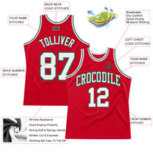 Load image into Gallery viewer, Custom Red White-Kelly Green Authentic Throwback Basketball Jersey