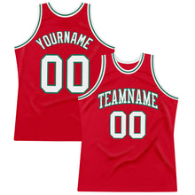 Load image into Gallery viewer, Custom Red White-Kelly Green Authentic Throwback Basketball Jersey
