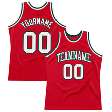 Load image into Gallery viewer, Custom Red White-Green Authentic Throwback Basketball Jersey