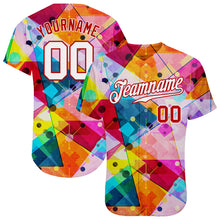 Load image into Gallery viewer, Custom Red White-Red 3D Pattern Design Geometric Graffiti Authentic Baseball Jersey