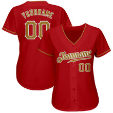 Load image into Gallery viewer, Custom Red Old Gold-White Authentic Baseball Jersey