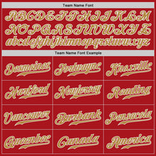 Load image into Gallery viewer, Custom Red Old Gold-White Authentic Baseball Jersey