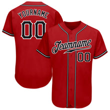 Load image into Gallery viewer, Custom Red Black-White Authentic Baseball Jersey