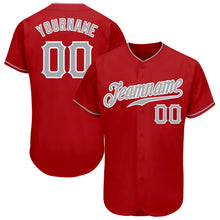 Load image into Gallery viewer, Custom Red Gray-White Authentic Baseball Jersey
