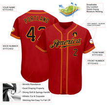 Load image into Gallery viewer, Custom Red Black-Gold Authentic Baseball Jersey