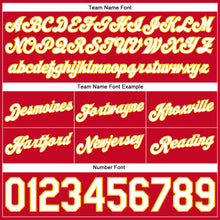 Load image into Gallery viewer, Custom Red White Pinstripe White-Gold Authentic Basketball Shorts