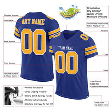 Load image into Gallery viewer, Custom Royal Gold-White Mesh Authentic Football Jersey