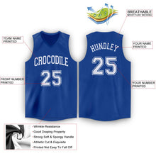 Load image into Gallery viewer, Custom Royal White V-Neck Basketball Jersey - Fcustom