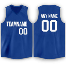 Load image into Gallery viewer, Custom Royal White V-Neck Basketball Jersey - Fcustom