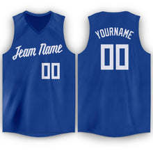 Load image into Gallery viewer, Custom Royal White V-Neck Basketball Jersey - Fcustom