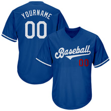 Load image into Gallery viewer, Custom Royal White-Red Authentic Throwback Rib-Knit Baseball Jersey Shirt