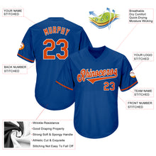 Load image into Gallery viewer, Custom Royal Orange-White Authentic Throwback Rib-Knit Baseball Jersey Shirt
