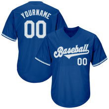 Load image into Gallery viewer, Custom Royal White-Light Blue Authentic Throwback Rib-Knit Baseball Jersey Shirt