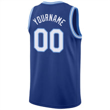 Load image into Gallery viewer, Custom Royal White-Light Blue Round Neck Rib-Knit Basketball Jersey