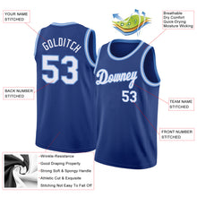 Load image into Gallery viewer, Custom Royal White-Light Blue Round Neck Rib-Knit Basketball Jersey