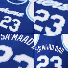 Load image into Gallery viewer, Custom Royal White-Light Blue Round Neck Rib-Knit Basketball Jersey
