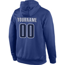 Load image into Gallery viewer, Custom Stitched Royal Navy-White Sports Pullover Sweatshirt Hoodie