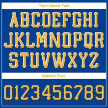 Load image into Gallery viewer, Custom Royal Gold-White Stitched Adjustable Snapback Hat