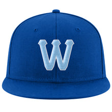 Load image into Gallery viewer, Custom Royal Light Blue-White Stitched Adjustable Snapback Hat