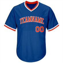 Load image into Gallery viewer, Custom Royal Orange-White Authentic Throwback Rib-Knit Baseball Jersey Shirt