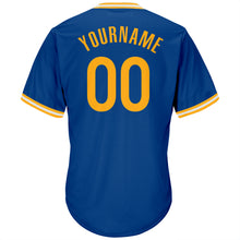 Load image into Gallery viewer, Custom Royal Gold-White Authentic Throwback Rib-Knit Baseball Jersey Shirt