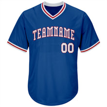 Load image into Gallery viewer, Custom Royal White-Red Authentic Throwback Rib-Knit Baseball Jersey Shirt