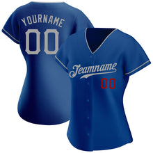 Load image into Gallery viewer, Custom Royal Gray-Red Authentic Baseball Jersey
