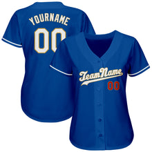 Load image into Gallery viewer, Custom Royal White-Old Gold Authentic Baseball Jersey