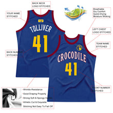 Load image into Gallery viewer, Custom Royal Gold-Maroon Authentic Throwback Basketball Jersey