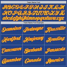 Load image into Gallery viewer, Custom Royal Gold-Orange Authentic Throwback Basketball Jersey