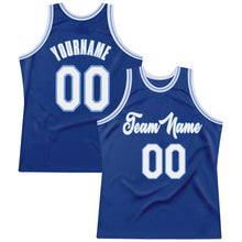 Load image into Gallery viewer, Custom Royal White-Light Blue Authentic Throwback Basketball Jersey
