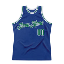 Load image into Gallery viewer, Custom Royal Kelly Green-White Authentic Throwback Basketball Jersey