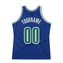 Load image into Gallery viewer, Custom Royal Kelly Green-White Authentic Throwback Basketball Jersey
