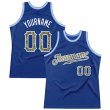 Load image into Gallery viewer, Custom Royal Camo-Light Blue Authentic Throwback Basketball Jersey