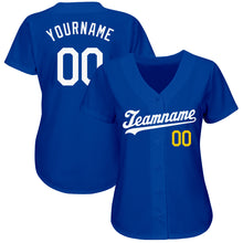 Load image into Gallery viewer, Custom Royal White-Gold Authentic Baseball Jersey