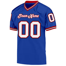 Load image into Gallery viewer, Custom Royal White-Red Mesh Authentic Throwback Football Jersey