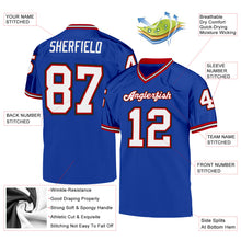 Load image into Gallery viewer, Custom Royal White-Red Mesh Authentic Throwback Football Jersey