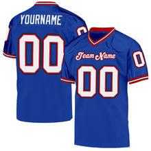 Load image into Gallery viewer, Custom Royal White-Red Mesh Authentic Throwback Football Jersey