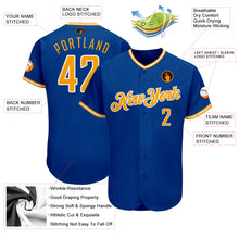 Load image into Gallery viewer, Custom Royal Gold-White Authentic Baseball Jersey