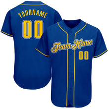 Load image into Gallery viewer, Custom Royal Gold-White Authentic Baseball Jersey