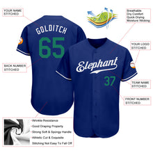 Load image into Gallery viewer, Custom Royal Kelly Green-White Authentic Baseball Jersey