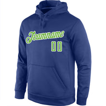 Load image into Gallery viewer, Custom Stitched Royal Neon Green-White Sports Pullover Sweatshirt Hoodie
