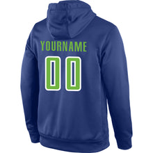 Load image into Gallery viewer, Custom Stitched Royal Neon Green-White Sports Pullover Sweatshirt Hoodie