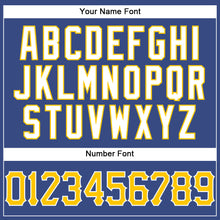 Load image into Gallery viewer, Custom Royal White Pinstripe Gold-White Authentic Basketball Jersey