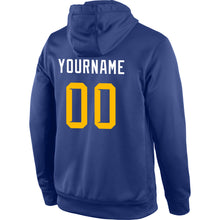 Load image into Gallery viewer, Custom Stitched Royal Gold-White Sports Pullover Sweatshirt Hoodie