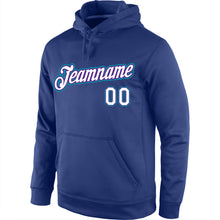 Load image into Gallery viewer, Custom Stitched Royal White-Teal Sports Pullover Sweatshirt Hoodie