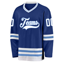 Load image into Gallery viewer, Custom Royal White-Light Blue Hockey Jersey