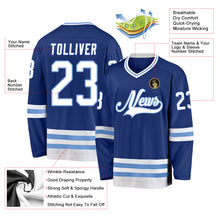 Load image into Gallery viewer, Custom Royal White-Light Blue Hockey Jersey