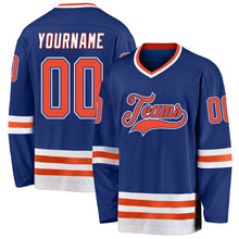 Load image into Gallery viewer, Custom Royal Orange-White Hockey Jersey